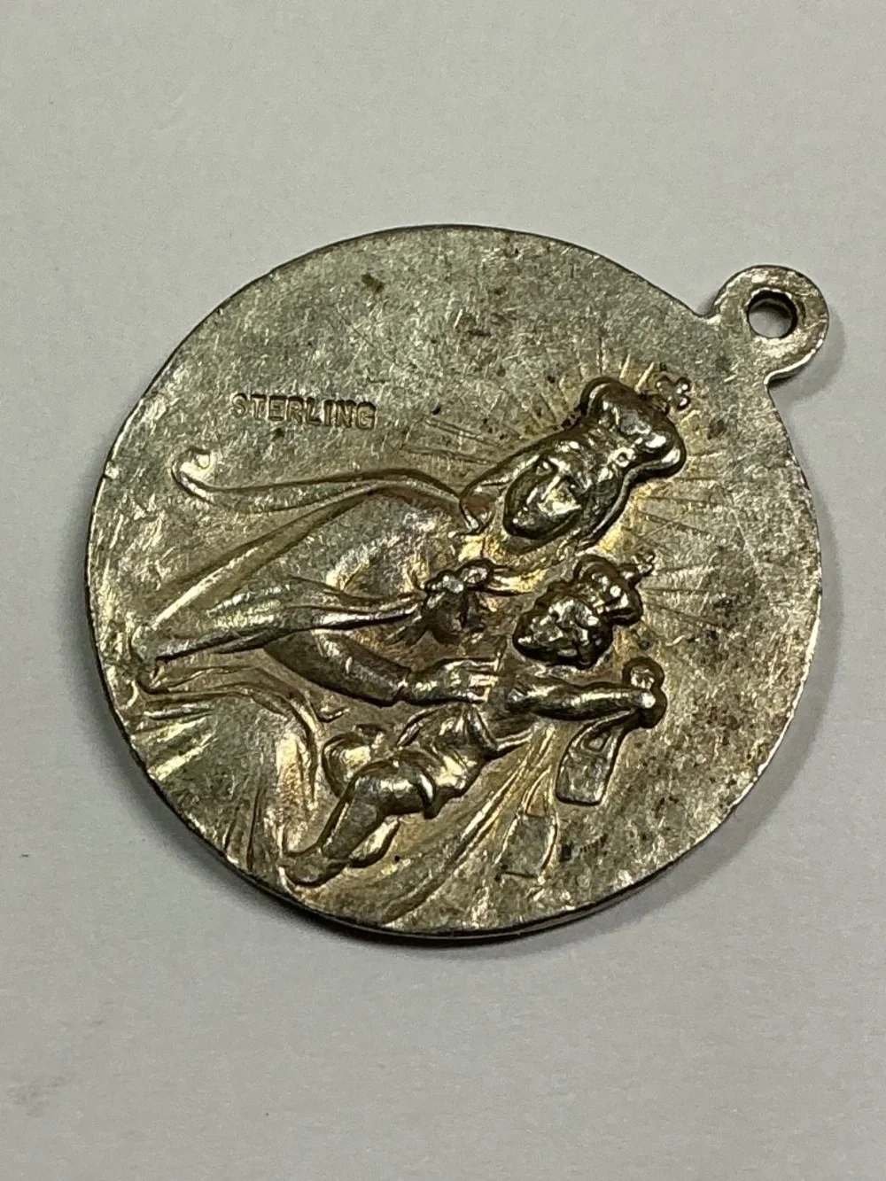Vintage Sterling Silver Sacred Heart Of Jesus & Our Lady Of The Holy Scapular.